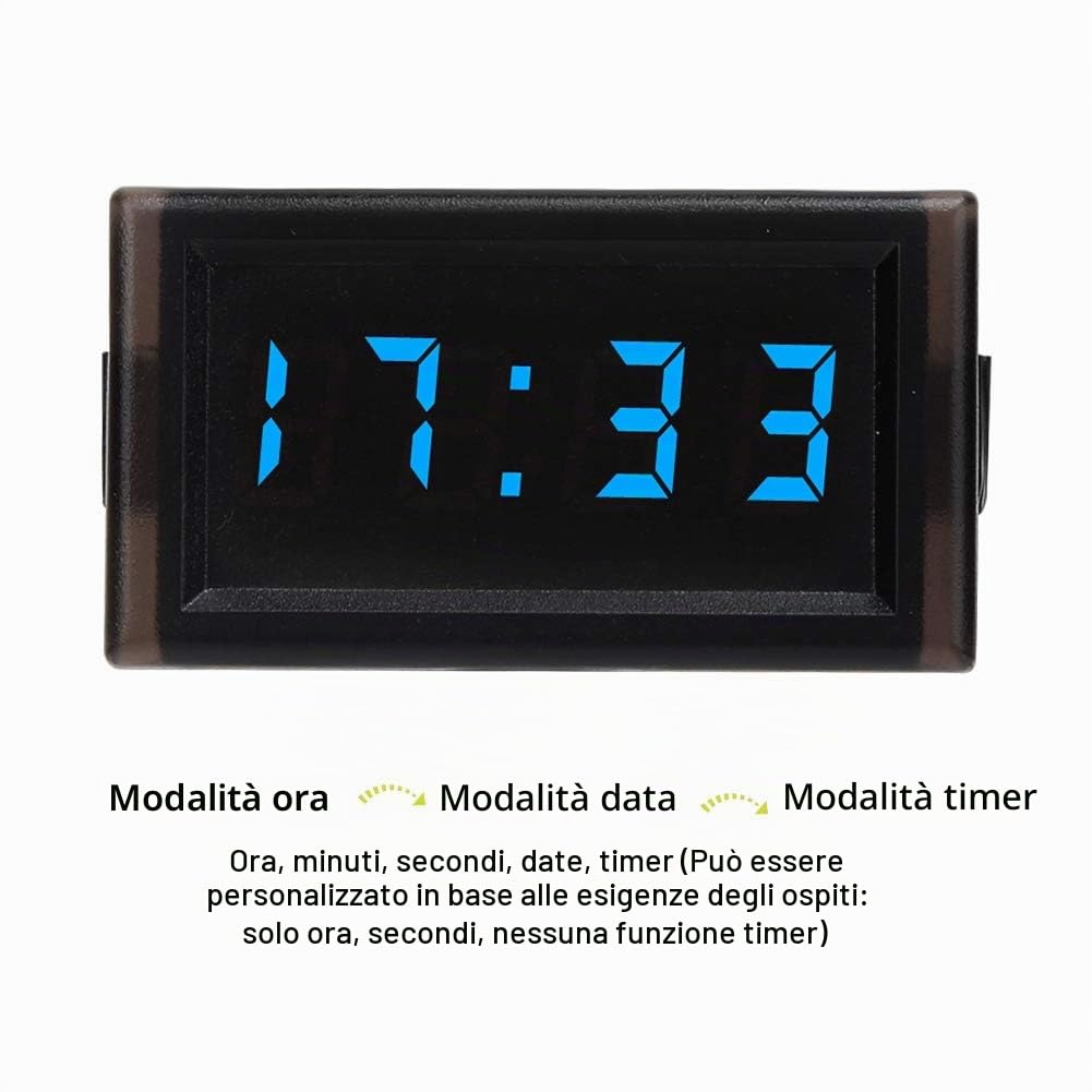 Display Orologio Digitale 12V - DC 4.5-30V ABS Impermeabile Antipolvere LED per Auto e Camion (BLU) - Adatto per 12 Volt