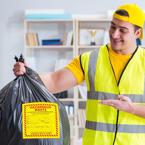 Étiquettes déchets dangereux gisgfim 15x15cm anti-erreur pour manipuler avec soin - 7