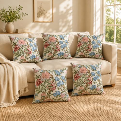 Image of Clasiko Cotton Cushion Covers 16x16 Inches Pack of 5 | Coral Mist