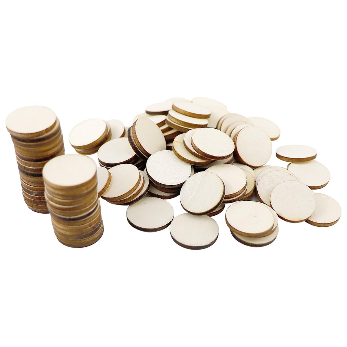 LNQ LUNIQI 100 Pcs Round Wooden Discs for Craft, 20mm Blank Wooden Circles Small, Unfinished Wood Discs for Crafting Painting Carving DIY-Project, Without Holes