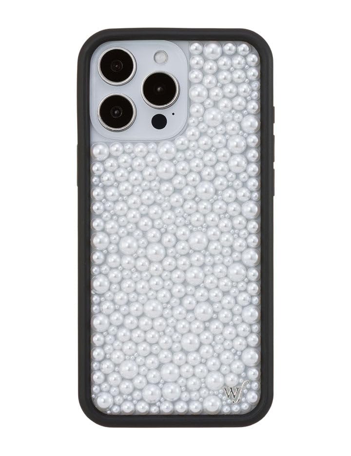 Image of Wildflower Cases - Compatible with iPhone 16 Pro Max | Protective Black Bumper, 6.5ft Drop Test Certified, Women Owned Small Business | Trendy Classy Elegant Cute | Pearl - White