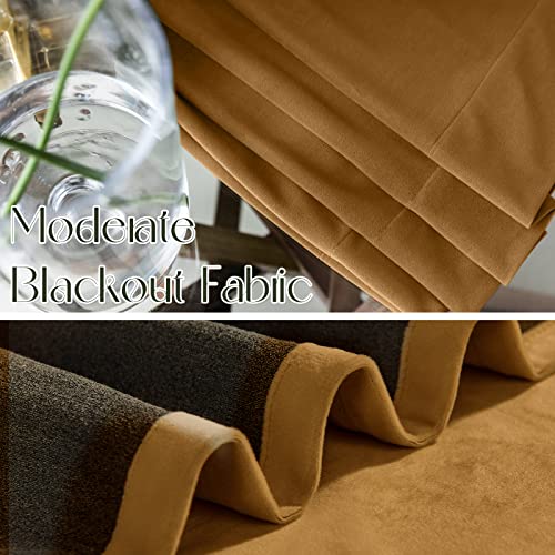 Collact Velvet Curtains 108 Inches Long 2 Panels Set Room Darkening Gold Living Room Curtains Window Treatments Thermal Insulated Curtains Super Soft Luxury Drapes For Bedroom Rod Pocket Caramel Brown #TOP4