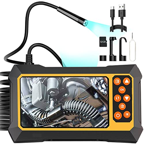 Industrial Endoscope Camera, 1080P HD Digital Borescope Inspection Camera with Lights, 4.3″ Snake Camera with 16.5FT Semi-Rigid Cable, 32GB Card, 4 Tools Industrial Endoscope for Automotive
