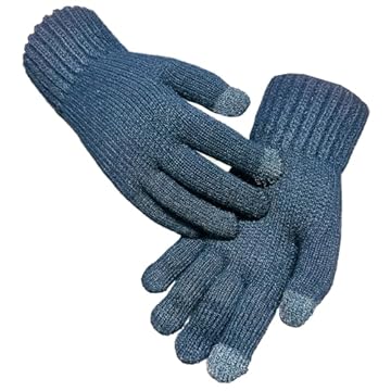 Luva de Frio Azul Par Lã Touch Screen Celular Esquenta Inverno Luvas Moto