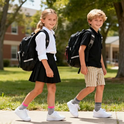 Image of 12 Pairs Kids Cotton Crew Socks, Unisex School Socks Ages 1-13