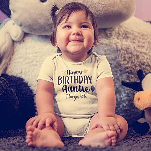 Happy Birthday Auntie Baby Bodysuit/Toddler T-Shirt Present Gift for Auntie from Niece or Nephew with Custom Name3