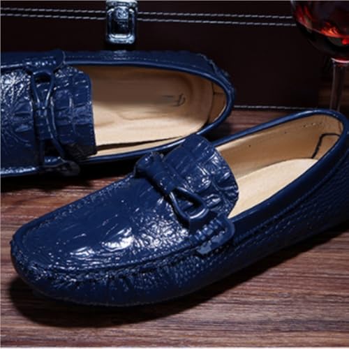 Mens Loafers Shoe Round Toe Crocodile Print Driving Style Anti-Slip Slip Resistant Flat Heel Prom Slip-on3