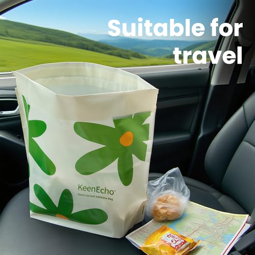 Image of Disposable Car Garbage Bin Bags 60 PCS, Leak-proof Cleaning and Vomit Bags, Recycled HDPE, Easy Stick-On and Stand Design, Disposable Small Garbage Bags
