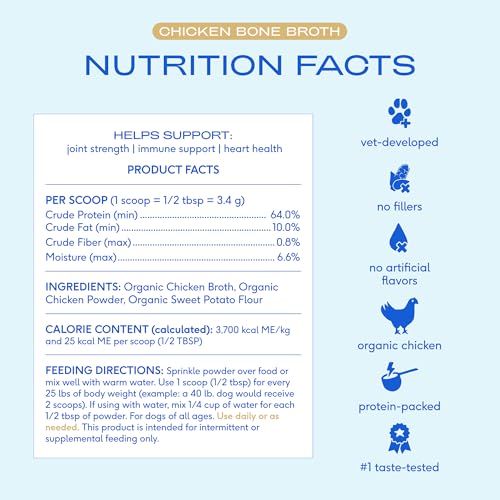 Native Pet Bone Broth for Dogs and Cats - Chicken Bone Broth Powder Dog Food Toppers for Picky Eaters - Provides Extra Nutrition for Joint Strength, Immune Support & Heart Health - 48 Scoops - Image 5