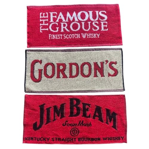 Midlands Bar Suppliers Lot de 3 serviettes de bar – The Famous Grouse/Gordons, etc