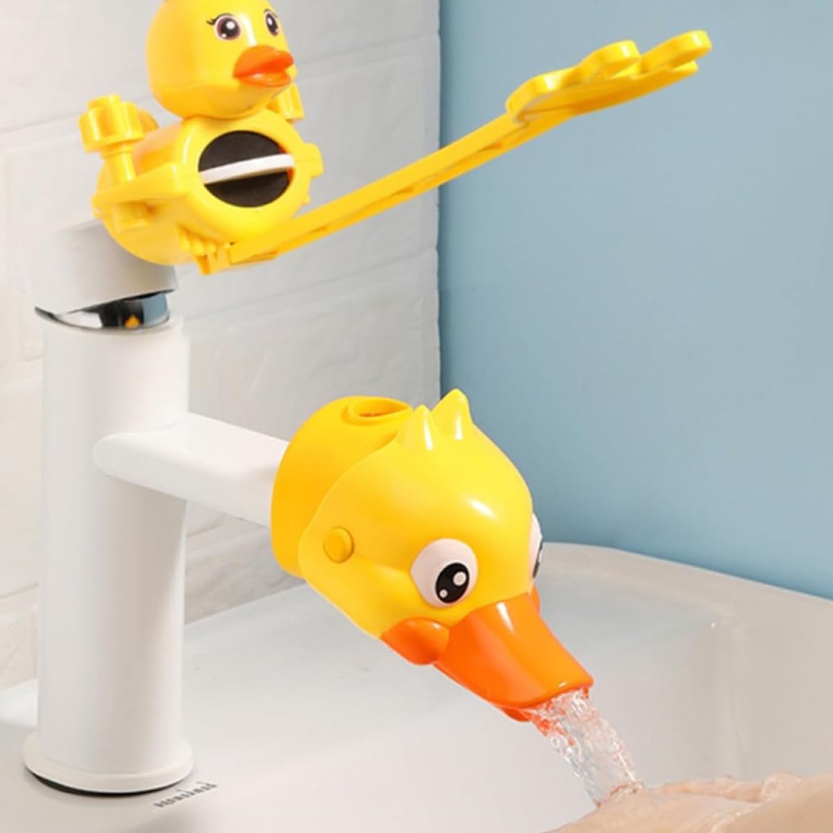 Extension de Robinet pour Enfants,Lot de 2 Prolongateurs de Robinet en Forme de Petit Canard Jaune, Rallonge de Lavabo pour Salle de Bain, Accessoire pour Faciliter Lavage des Mains des Tout-Petits