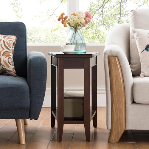 Image of Laurent Solid Wood Recliner Wedge End Side Table with Shelf, Chocolate Cherry Brown, Perfect for Living Rooms, Bedrooms, and Small Spaces - Leick Home, 10502