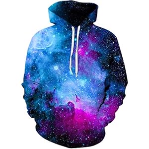SANKILL Graphic Hoodies for Men Funny Novelty Pullover Sweatshirt Xmas Teen Boy Gifts Black red Galaxy Hoodie