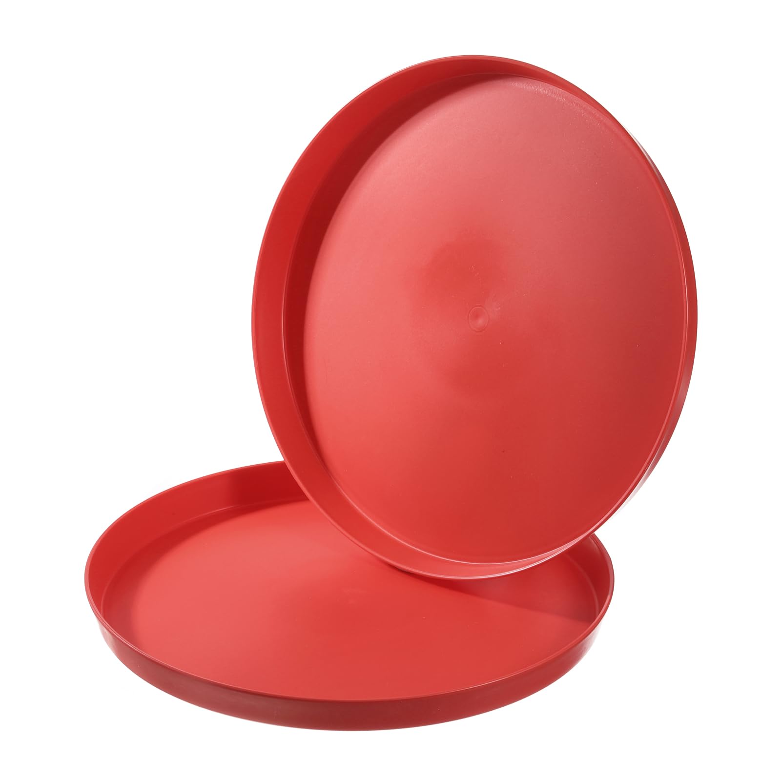 PATIKIL 11" Restaurant Serving Trays, 2 Pcs Round Non-Slip Food Service Tray Platter Reusable Plastic Fast Food Serving Tray for Bar Coffee Home Cafeteria Hotel, Red
