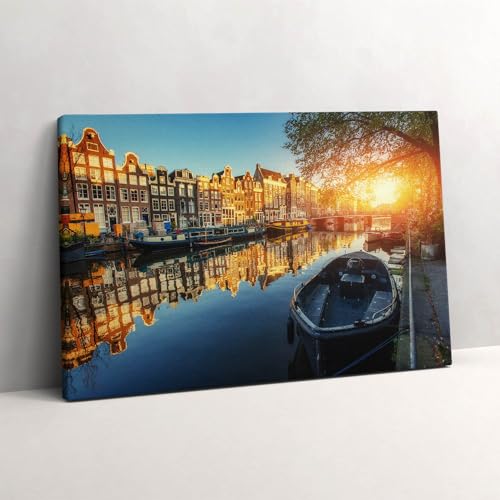 Tableau Ville d'Amsterdam Décoration Murale Toile 60x40cm Wallfluent