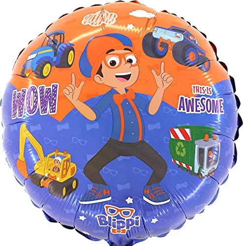 Toyland® 45cm (18") Round Blippi Character Foil Balloon - Kids Party Decorations, Blue, 46 cm