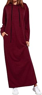 Women Maxi Dress Long Sleeve Hooded Ladies Casual Hoodies...