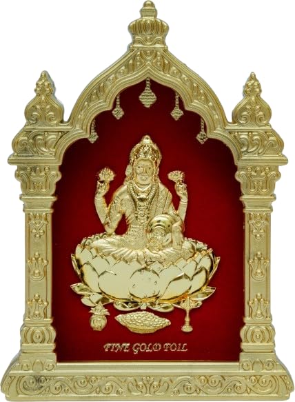 Image of EKA Temple Series Blessing Laxmi | Gold Foil Goddess Laxmi | Divine Showpiece for Home Temple, Pooja Room & Office Decor | Ideal Diwali, Housewarming & Spiritual Gift |8.5cm X 5.5CM X 11.5CM
