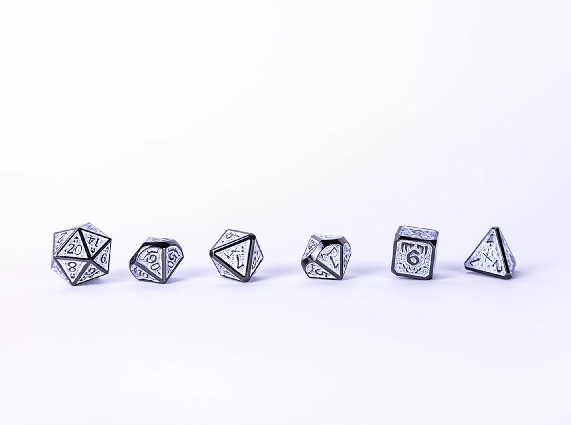 Juego de dados LPG - Metal RPG Draco Dark Light Blue/Silver
