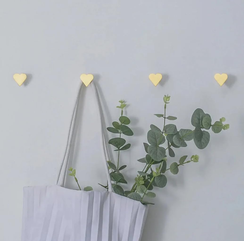 MFYS Solid Brass Love Heart Wall Mounted Coat Hooks Cute Clothes Hangers for Bedroom Gold Keys Hats Bags Racks (1)