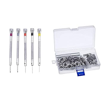 Diy Crafts 12156 Micro Precision Jewelry Screwdriver Set With Blades for Watch Repair, Multicolor + Diy Crafts 11881 India 999 Grommet Tool Kit, Setting Tool and Eyelets With Storage Box, Multicolor
