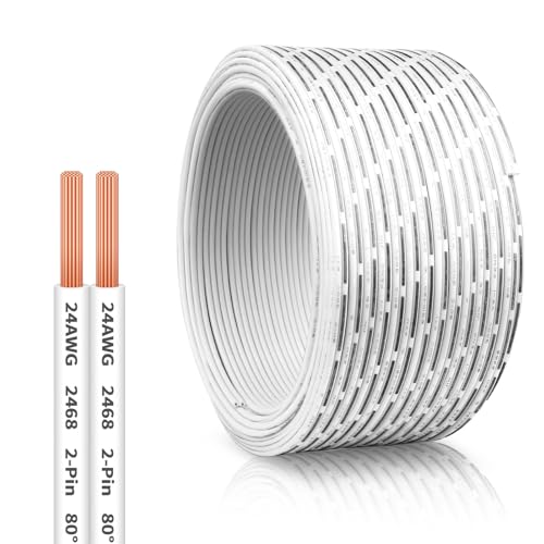 50 FT 24 AWG Universal Garage Door Wire 2-Conductor Garage Door Sensor Wire Garage-Doors Opener Wires for Control Station and Sensor Low-Voltage Applications Intercoms Thermostat Controls