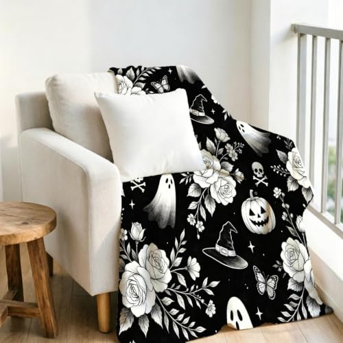 DIY Coloring Polyester Throw Blanket Halloween Outline Design，A - image 3