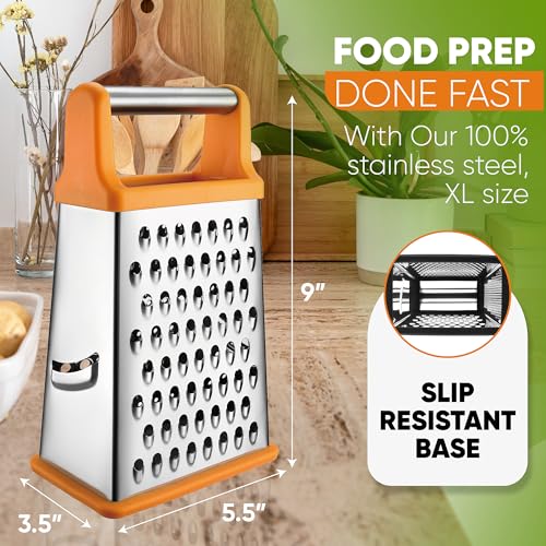 Image of Spring Chef Stainless Steel XL Cheese Grater for Kitchen, Mango