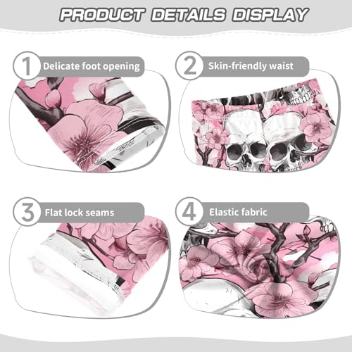 Kids High Waist Sugar Skull Pink Cherry Leggings for Toddler Girls 4T 202b30023