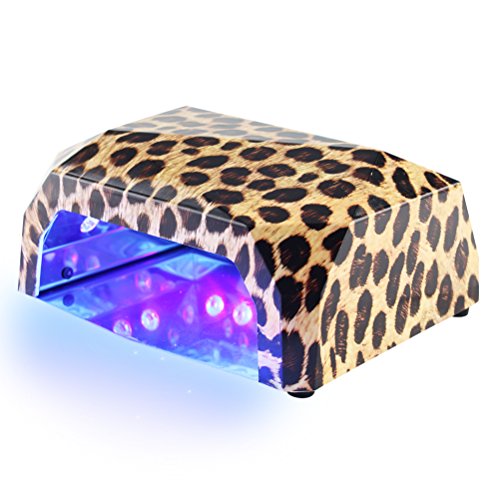 Professional Nail Lamp 36W CCFL LED Nail Dryer Timer Setting Automatic Curing Gel Nail Polish Diamond Shape Portable Nail Art Manicure Tool (Yellow Leopard)