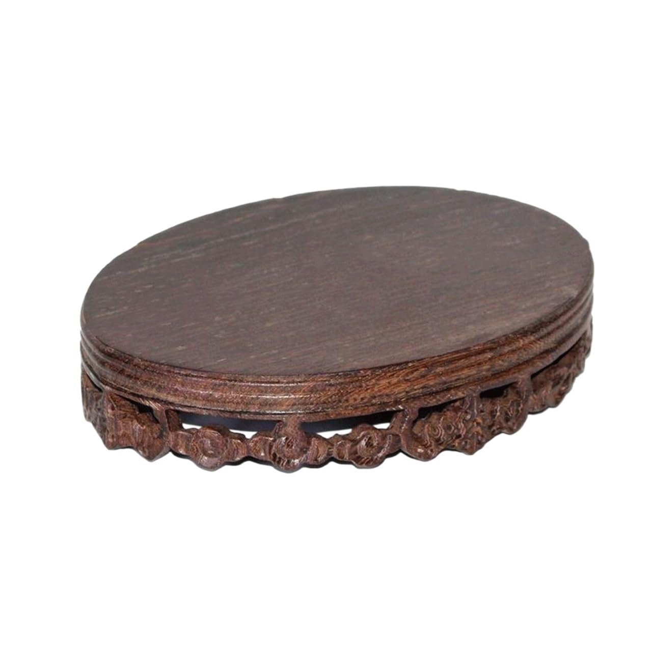 MPOPO Bonsai Pedestal Wood Carving Base Vase Bracket Stone Teapot Bonsai Flower Pot Incense Burner Buddha Statue Round Vase Display Stands Pedestal Base(A)