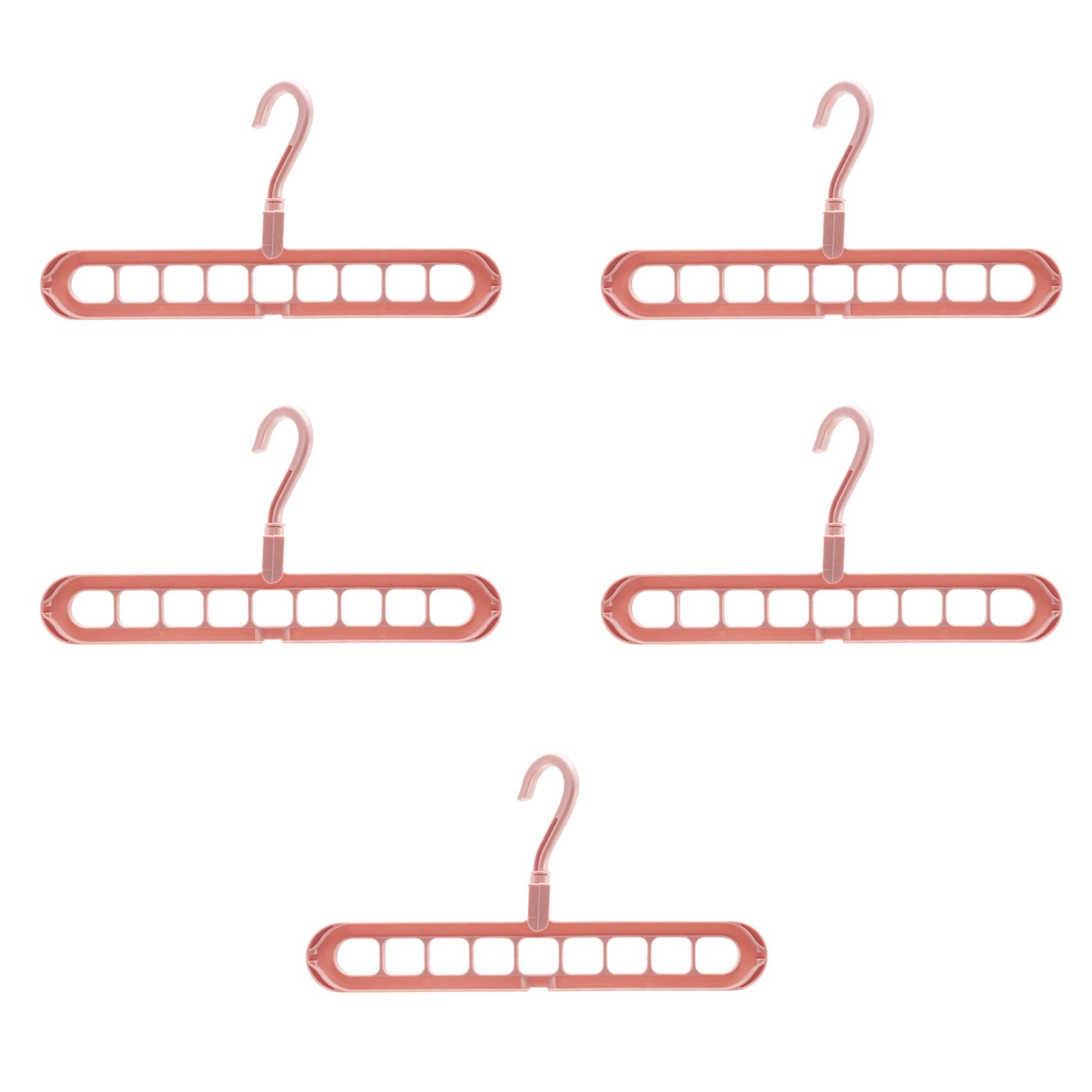 Bloepum Magic Hangers Organizer,Rotate Anti Skid Hanger,Space Saving Hangers,Foldable Closet Storage Coat Hangers,Pack of 5 Standard Hangers with 9 Holes,Sturdy Plastic Pink