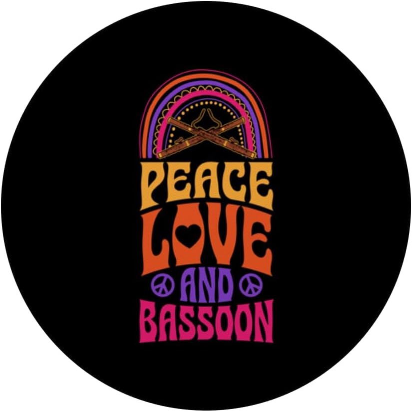 Peace Love and Bassoon Bohemian Rainbow Hippie PopSockets Adhesive PopGrip image 3