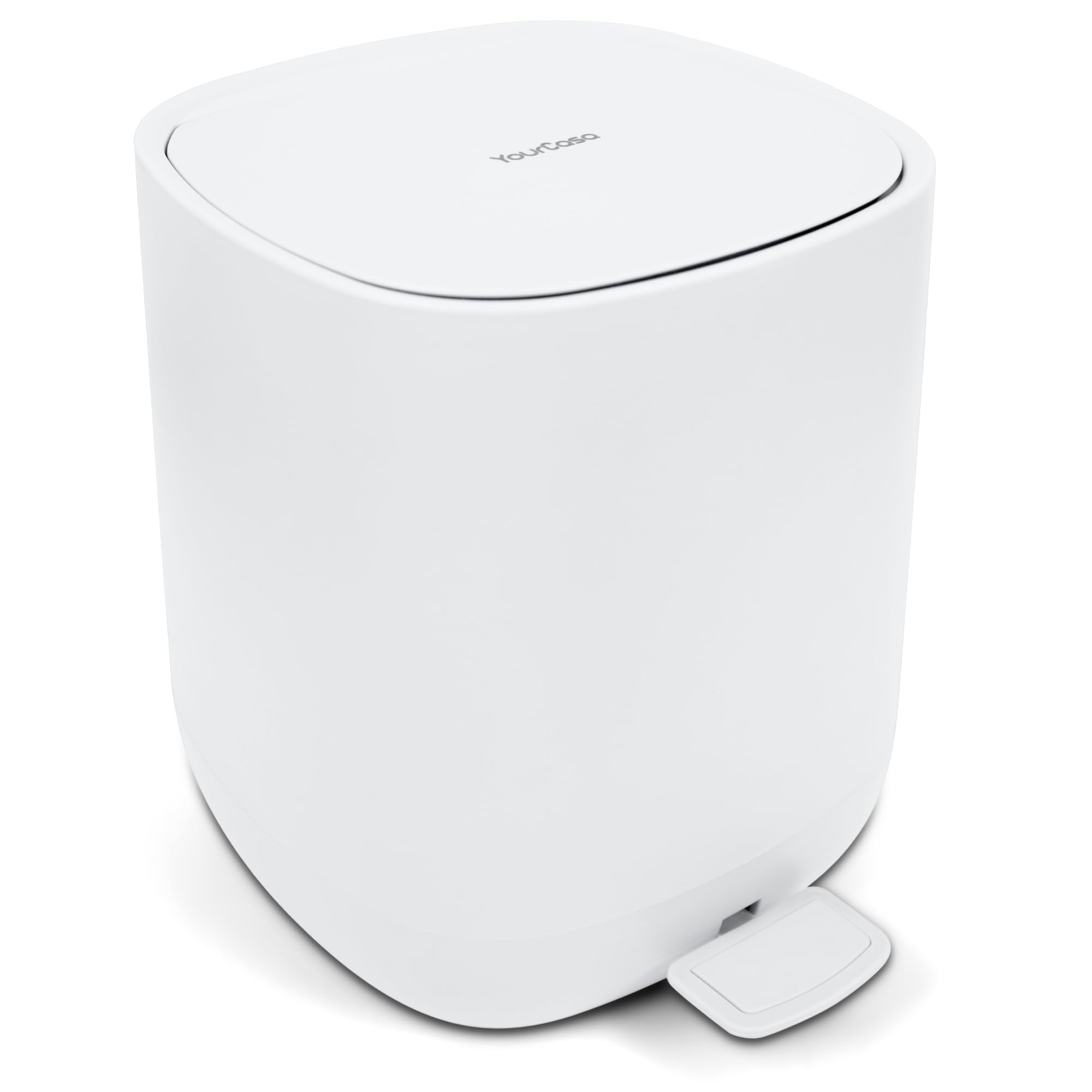 YourCasa Bathroom bin 5L - bathroom bin with lid [Softclose] - bedroom bin with lid - small bin - [Non Slip] pedal bin - toilet bin - sanitary bin - toilet bin with lid small bathroom bin (White)