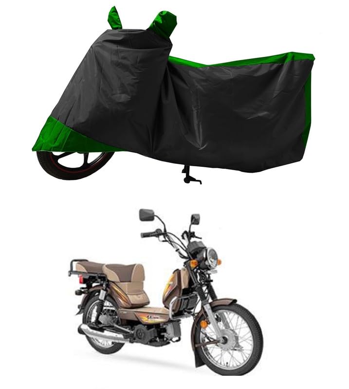 GROFATIK - Universal Two Wheeler Bike - Scooty Cover for TVS Heavy Duty Suoer XL Cover with UV Protection, Water-Resistant & Dust Proof Premium 190T Fabric_(Green & Black_Stripe)