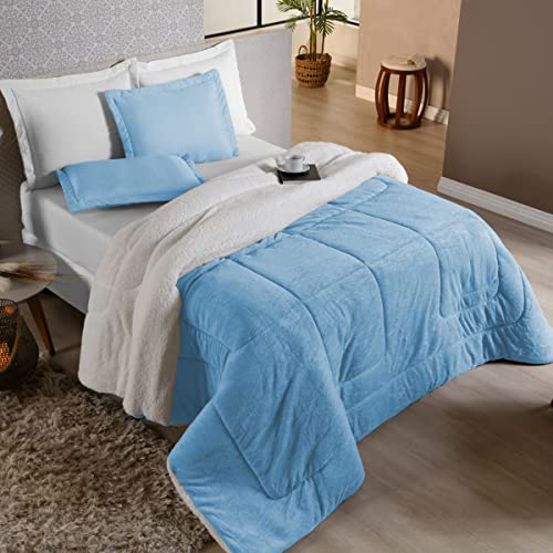 Coberdrom Queen Size Grosso Manta Alta Sherpa Edredom Cobertor L� de Carneiro Macio Azul Beb�