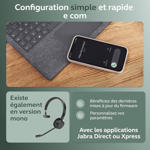 Jabra Evolve 65 Te Link UC Casque stéréo sans Fil avec Support - vue 7