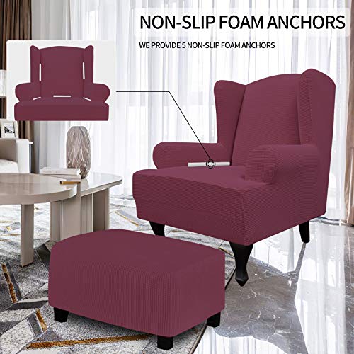 Image of Easy-Going Stretch Large Wingback Chair Sofa Slipcover ASH Rose