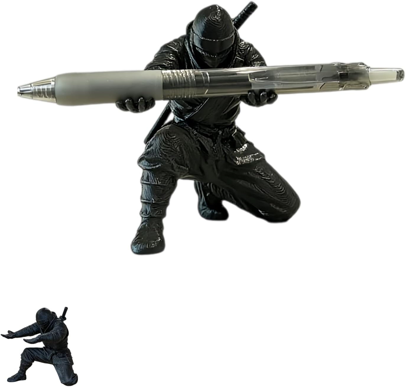 3D Printed Ninja Pen Holder Desk Organizer With Sculpture,Gift For Anime Fans,Office Desk,Gaming Setup,Dorm Room Decor (Black,1PCS)