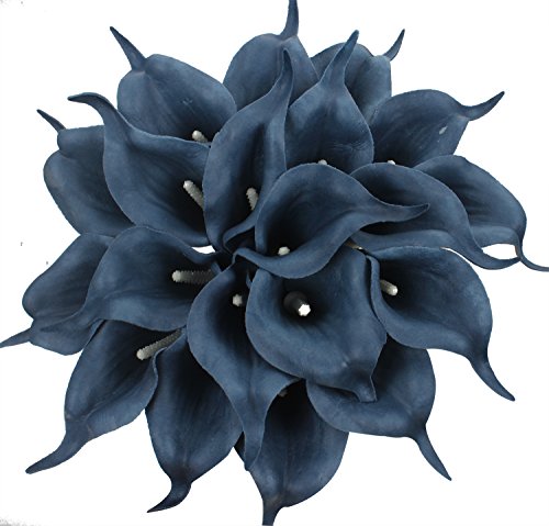 Duovlo 20Pcs Calla Lily Bridal Wedding Bouquet Lataex Real Touch Artificial Flower Home Party Decor (Purplish Blue) #TOP19