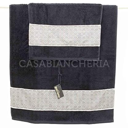 Roberto Cavalli 1 Paar Frottee-Handtücher Platinum-Schwarz – Bild 3