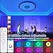 UprizeP RGB LED Ceiling Light, with Bluetooth Speaker, 24W 11Inch Smart Music Ceiling Lamp with App and Remote Control, 3000K-6500K Color Changing Lights Fixture for Child Bedroom Bathroom, Black
