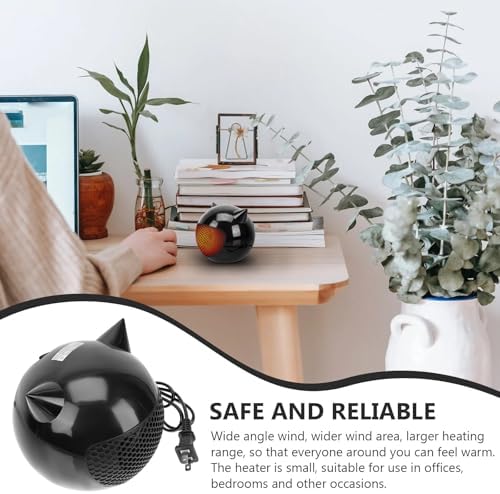 Cartoon Mini Electric Heater 110v Black Abs Desktop Warmer - 2