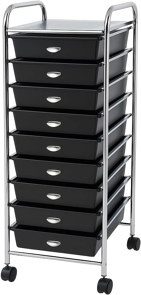 US TECH Storage Organizer for Art Supplies Beauty Products Kids' Cafts & Makeup with 10-Drawer Multipurpose Rolling Storage Organizer (10 Tier, Black)