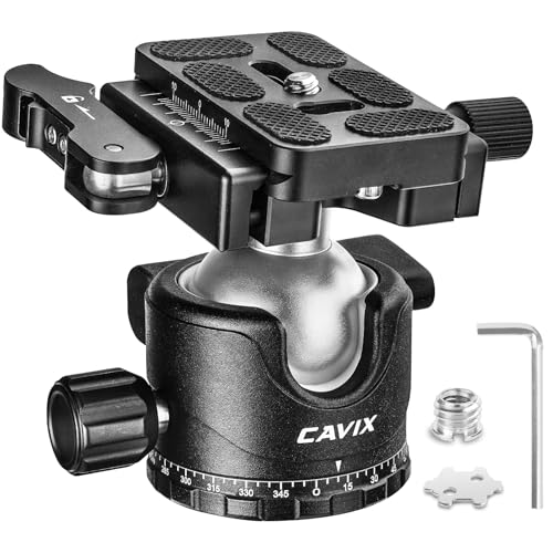 CAVIX 36mm Tripod Ball Head with Lever Release, Low Profile Heavy Duty Ball Head Mount with Arca Swiss Quick Release Plate for Camera Tripod Monopod DSLR Camcorder Telescope,Max Load 33lb/15kg(H-36F)