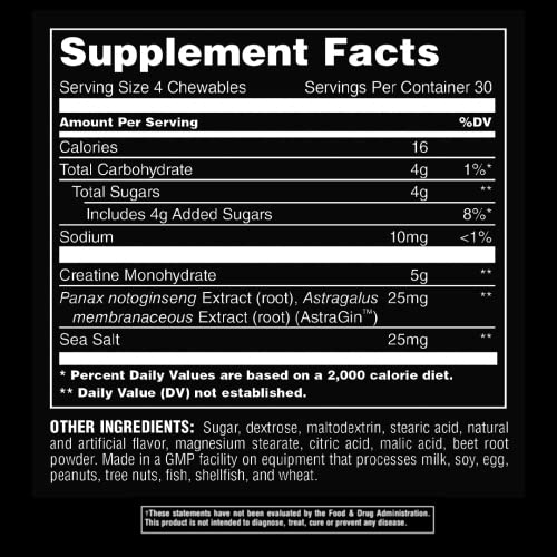 Animal Creatine Chews Tablets - Enhanced Creatine Monohydrate With Astragin To Improve Absorption, Sea Salt For Added Pumps, Delicious And Convenient Chewable Tablets - Green Apple #TOP5