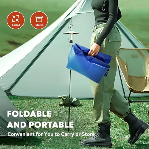 Image of LANUEVA 105 Gal /400L Portable Water Storage Bladder, 1000D PVC Foldable Water Tank with Spigots and Overflow Kit, Water Storage Containers for Emergency Water, RV, Irrigation&Camping (Blue, 400L)
