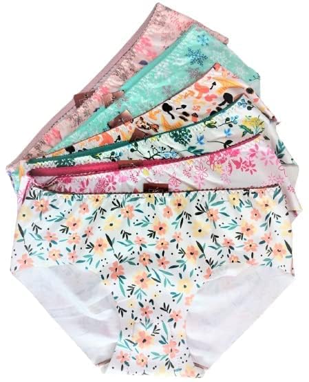 Women’s Cotton Ice Silk Printed Seamless Panties Medium Waist Briefs Ladies Underwear Random Design Multicolor (Pack of 3) (L) Women’s Cotton Ice Silk Printed Seamless Panties Medium Waist Briefs Ladies Underwear Random Design Multicolor (Pack of 3) (L)