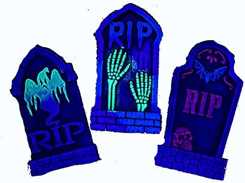 Chic Designs Set of 3 16" Asst. Halloween Foam Tombstones, Black Light Props, Haunted House or Yard Decorations and Lawn Accessories