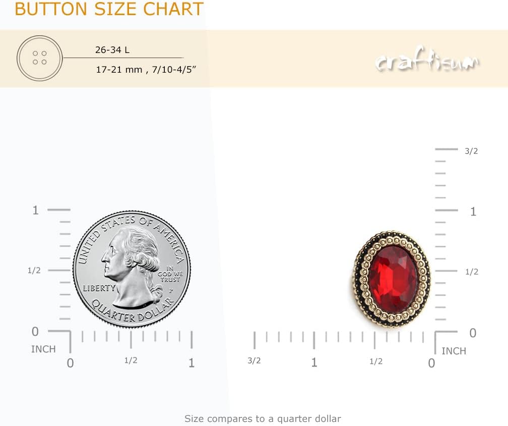 20 pcs Red Oval Rhinestone Metal Shank Sewing Coat Buttons - 21mm - 27/32"